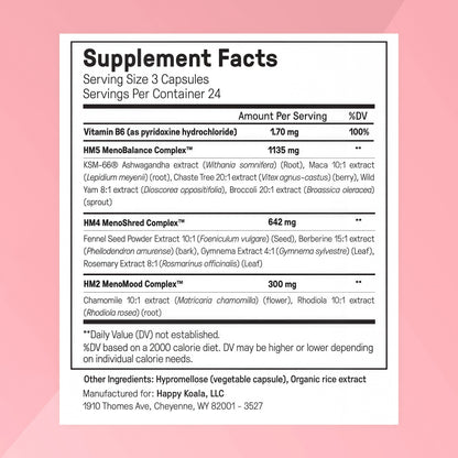 Happy Mammoth **Not Available Hormone Harmony Natural Hormonal Support for Women, Relief for Menopause, Perimenopause, Healthy Hormonal Balance, Hot Flashes. 72 Capsules.
